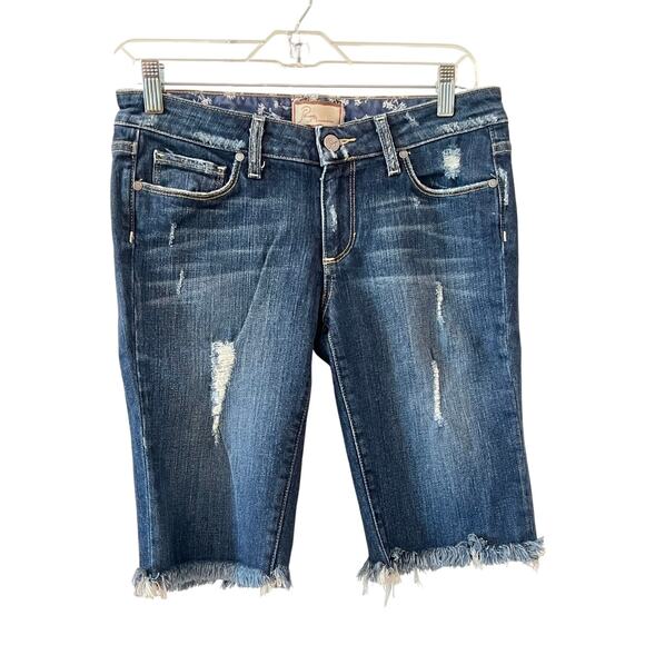 PAIGE Premium Denim Shorts Women's Size 26 Stretch Jeans Bermuda Cut Off - Picture 1 of 9